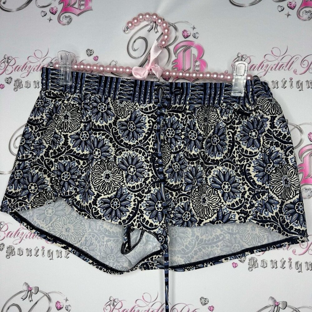 Volcom shorts floral tribal beach swimming material blue white black boho swim